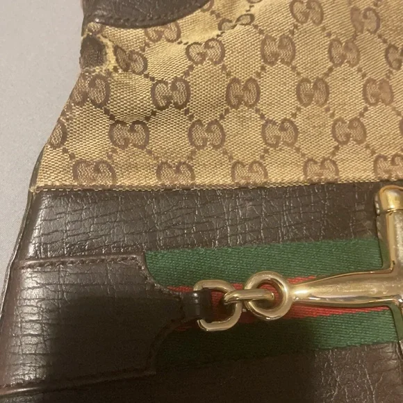 Authentic well used good condition Gucci medium hobo logo purse